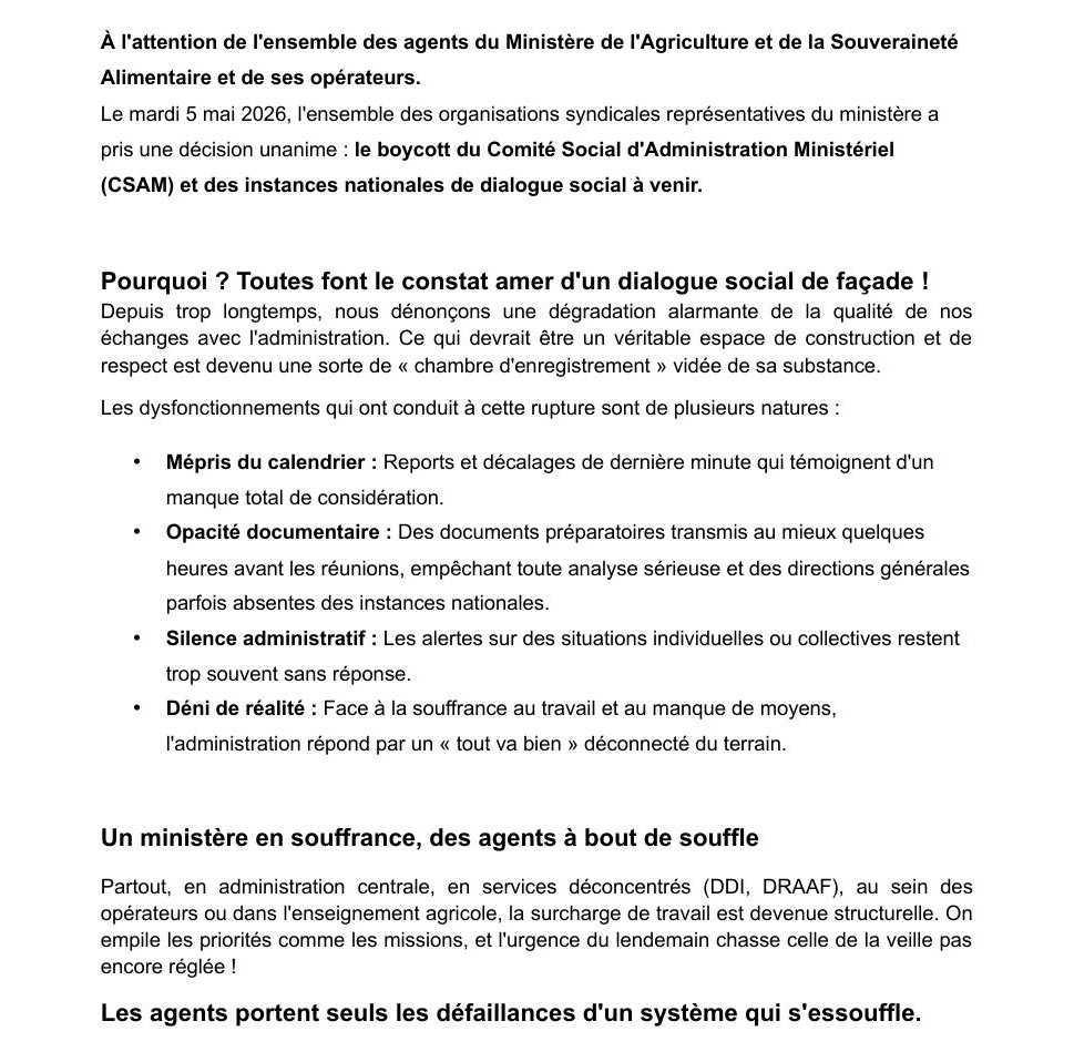 Boycott du CSA-M du 5 mai 2026