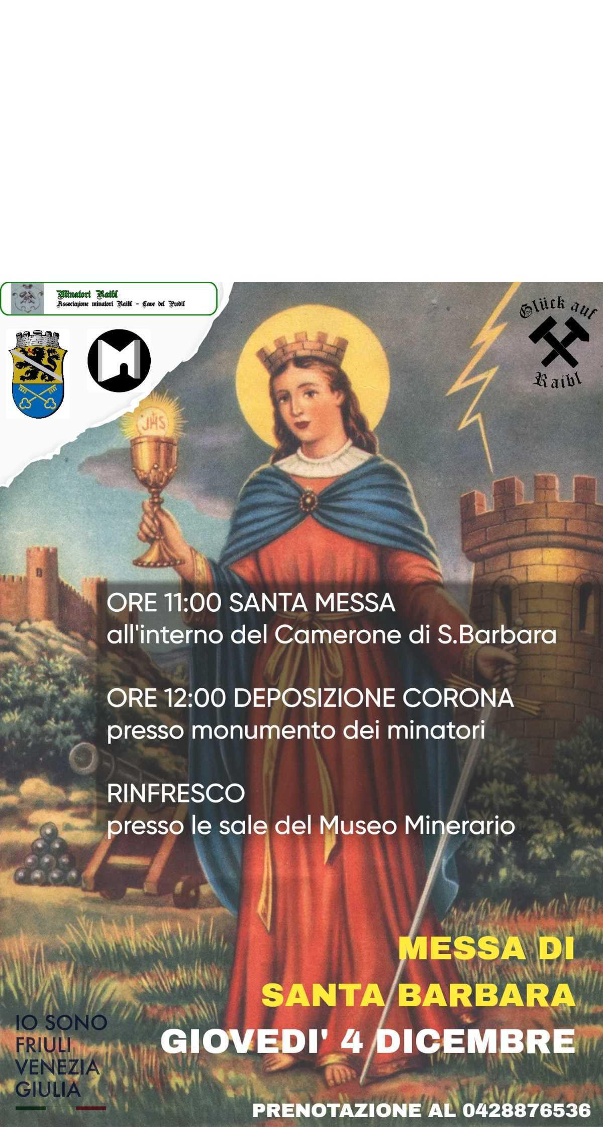 Messa di Santa Barbara in Miniera e Posa Corona Monumento del Minatore (inizio ore 11.00)