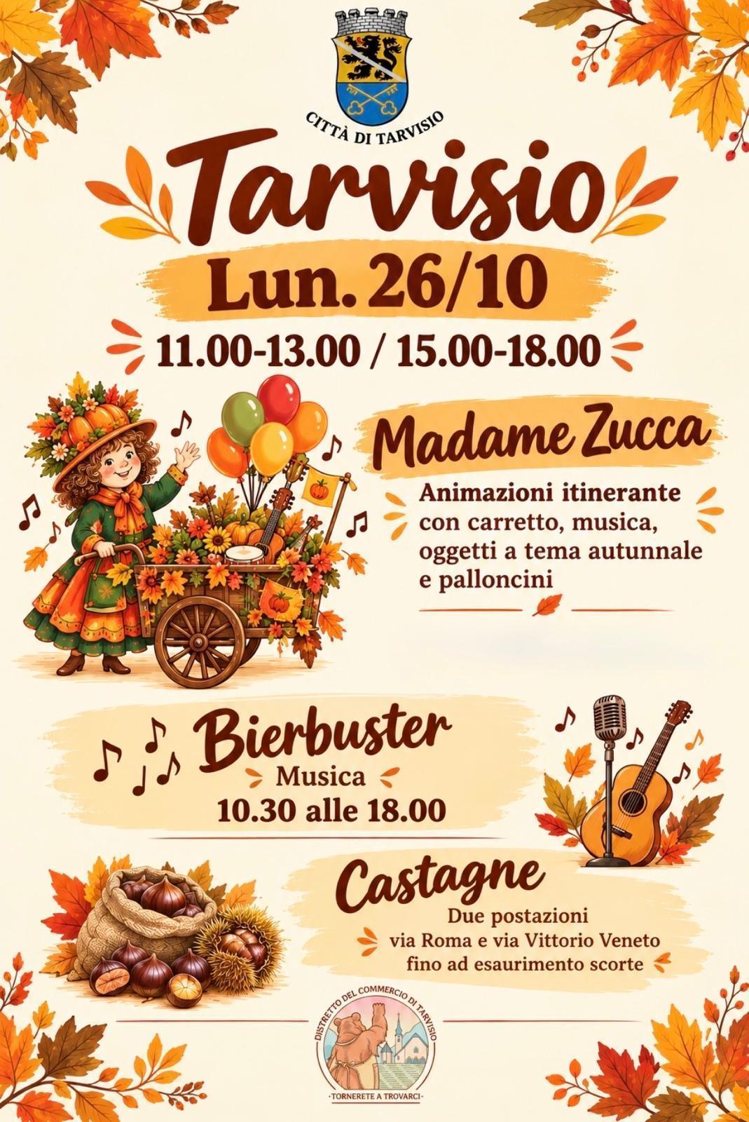 Madame Zucca - Animazioni itinerante con carretto, musica, oggetti a tema autunnale e palloncini (ore 11.00-13.00 / 15.00-18.00)