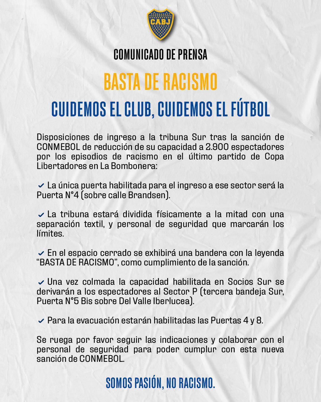 INFORMACIÓN IMPORTANTE para el partido por Copa Sudamericana