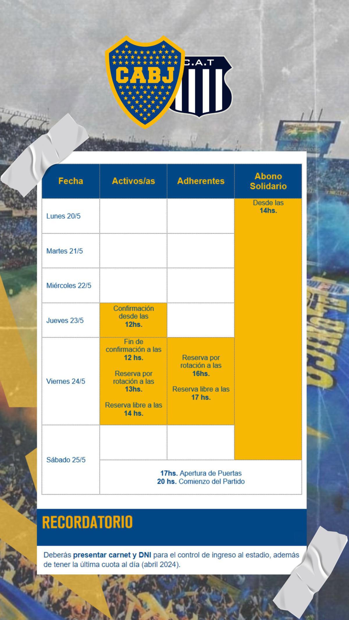 Info importante para el próximo partido