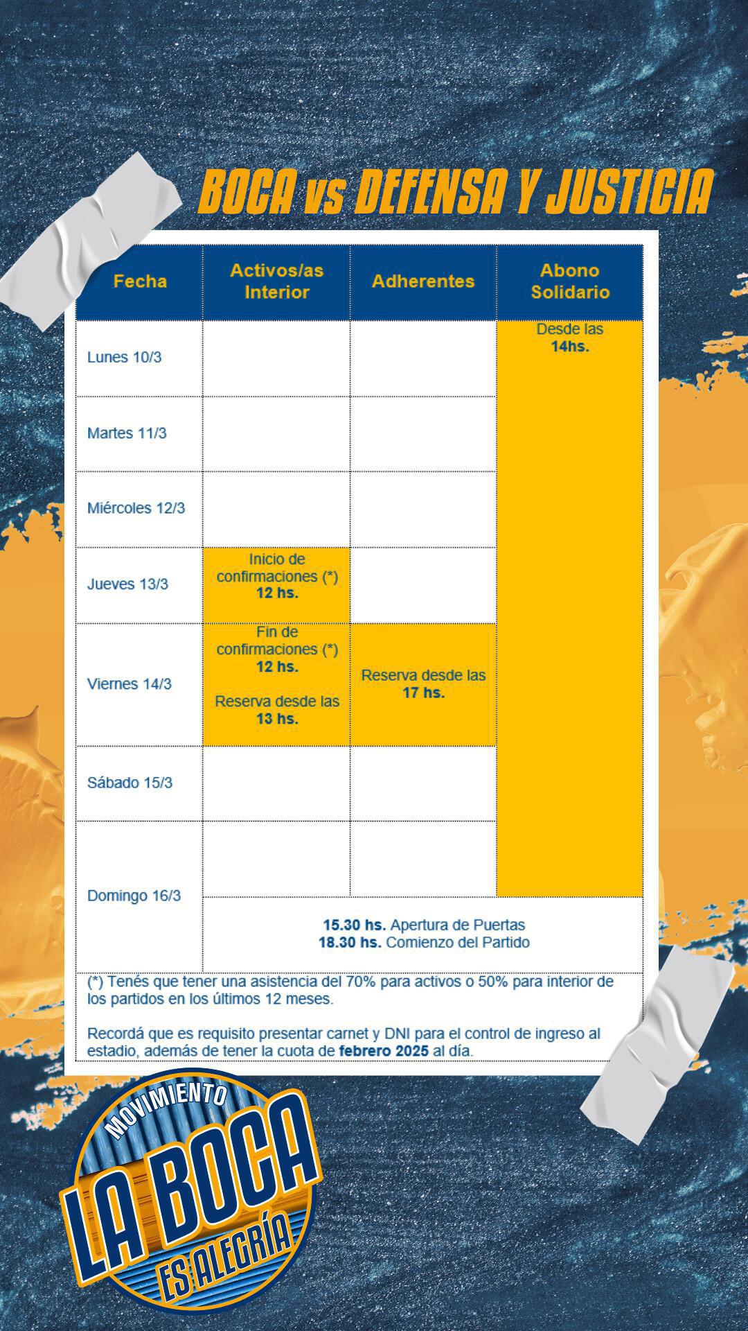 Info importante para el próximo partido.