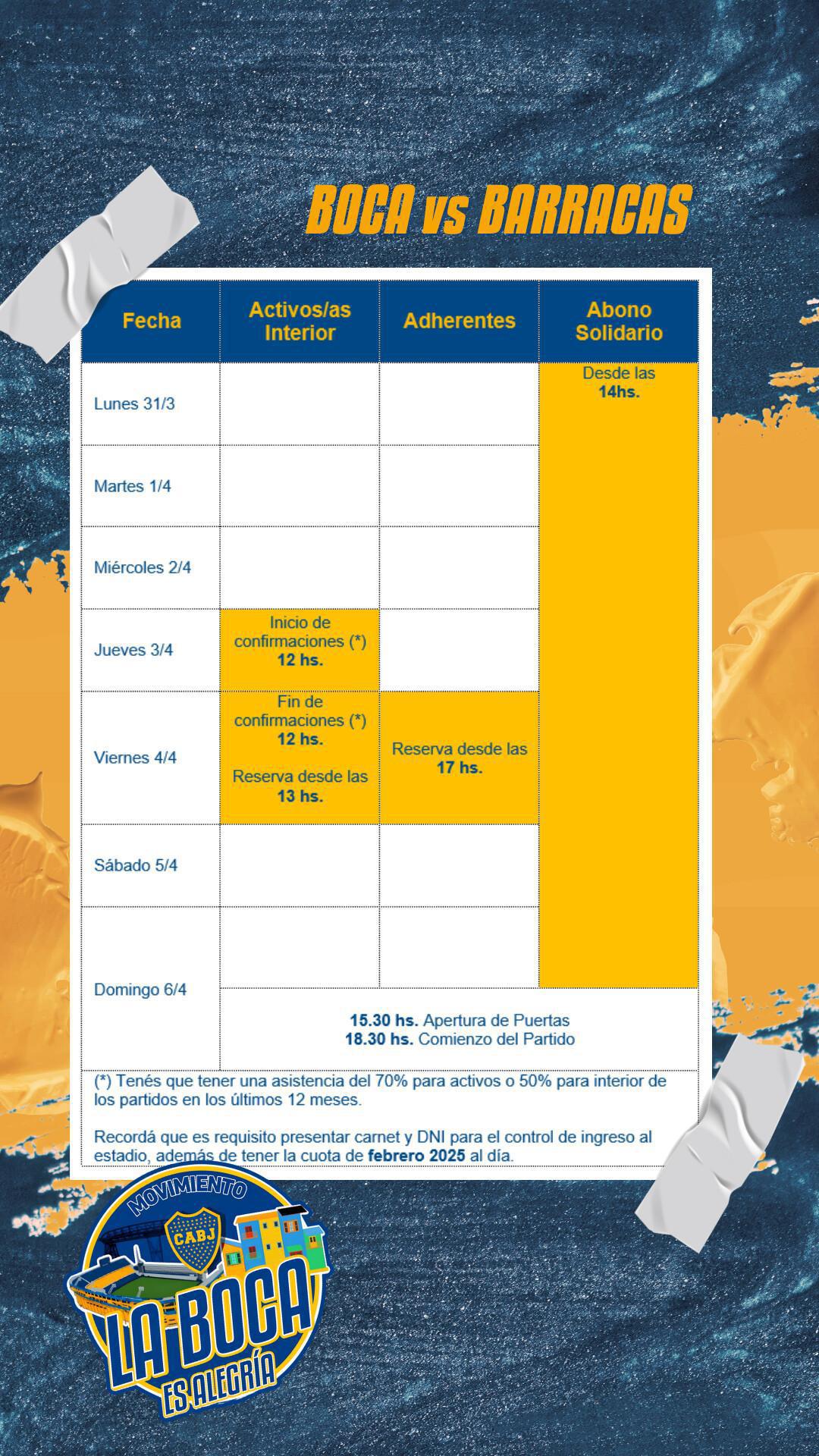 Info importante para el próximo partido