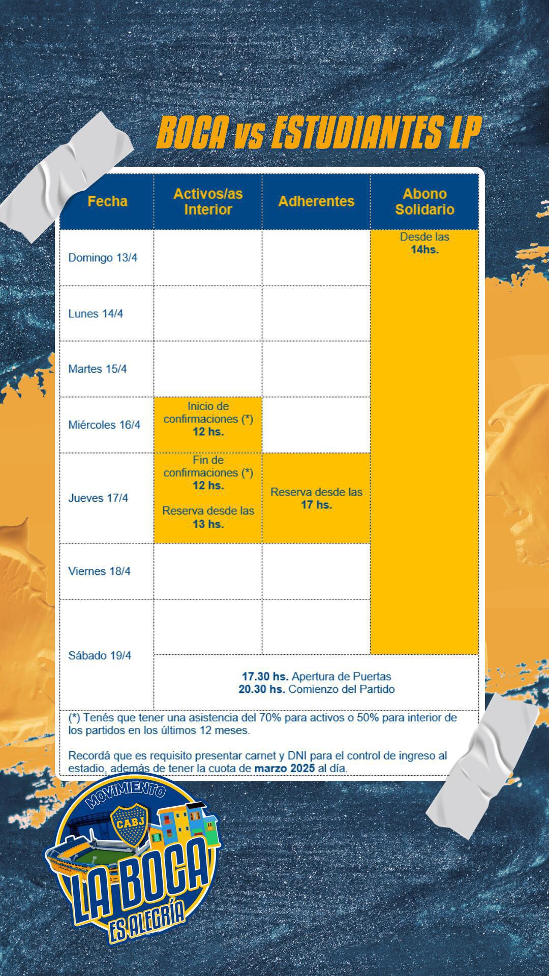 Info importante para el próximo partido