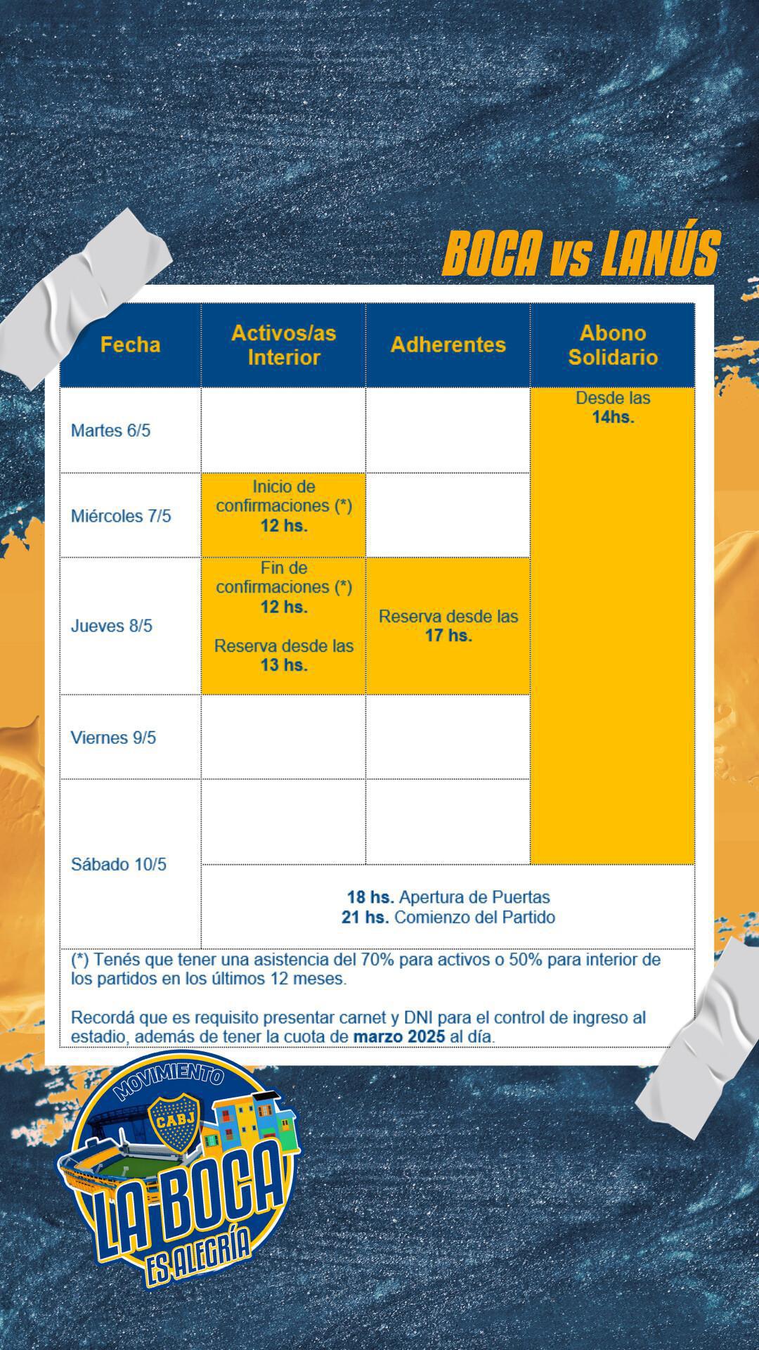 Info importante para el próximo partido...