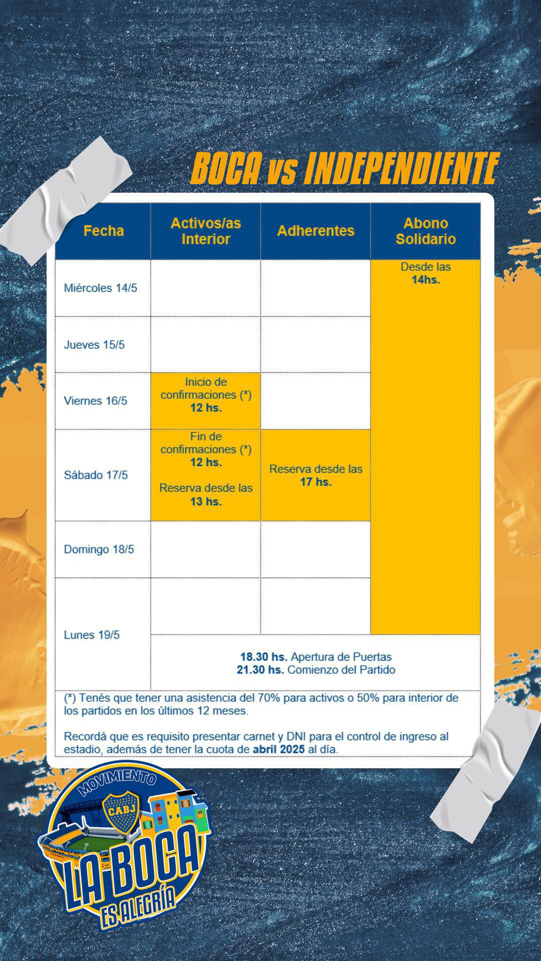 Info importante para el próximo partido...