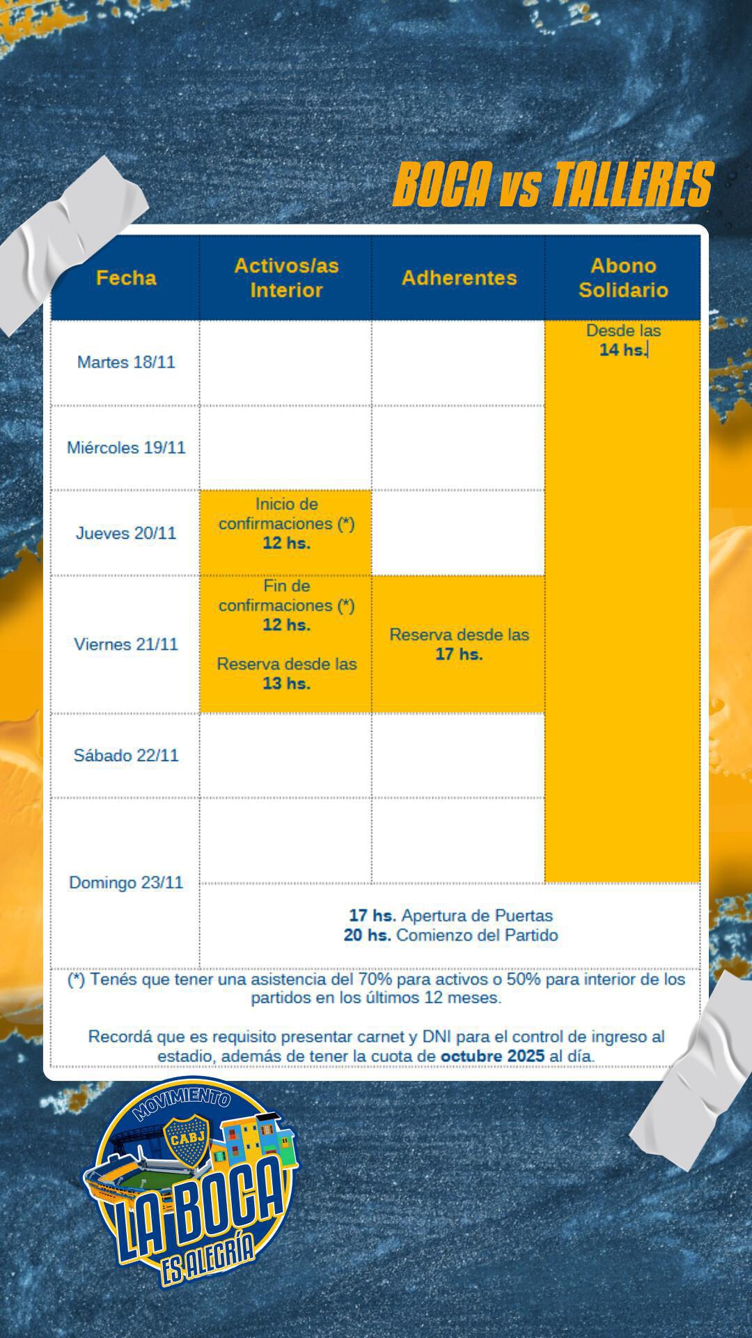 Info importante para el próximo partido.