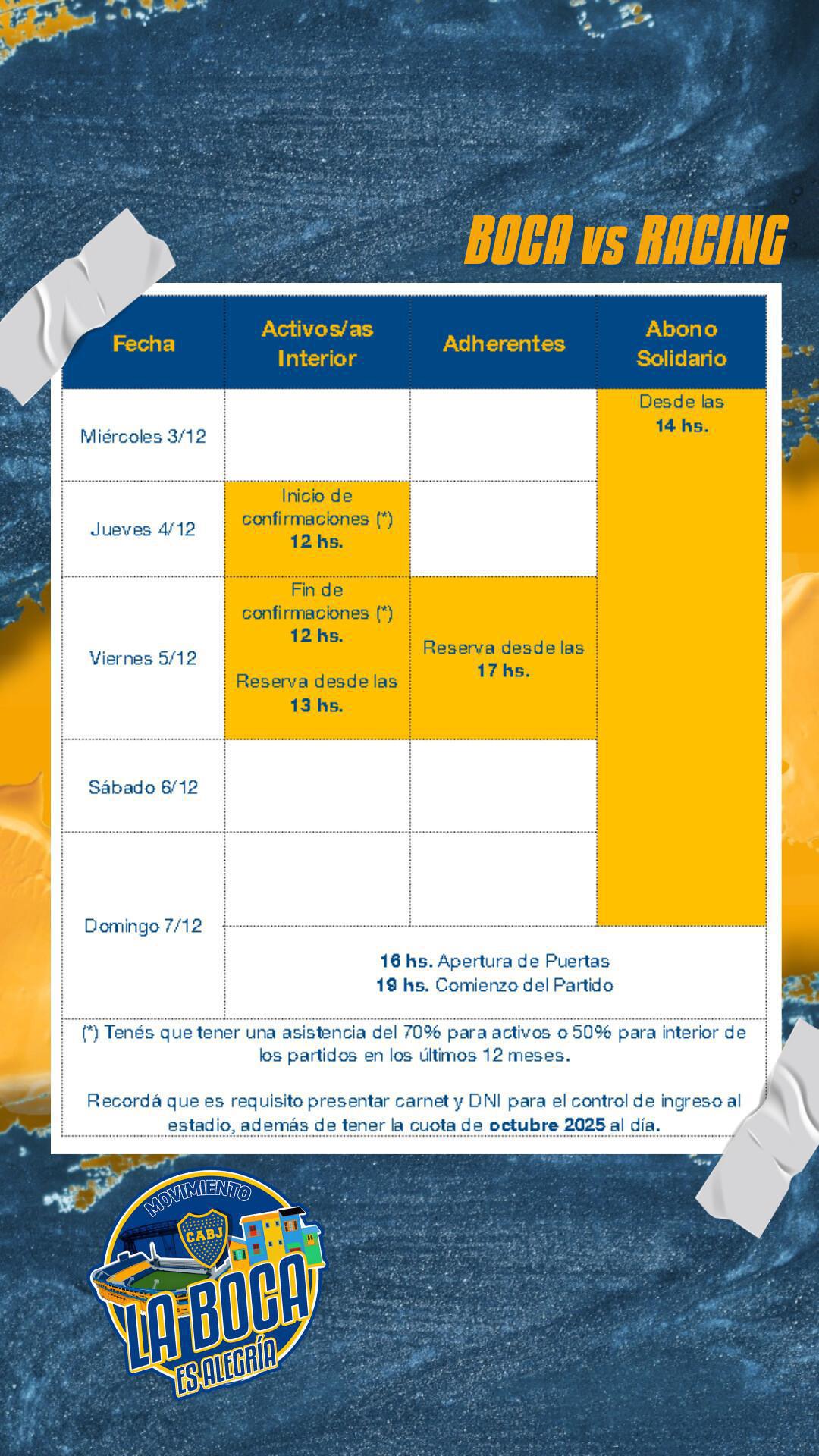 Info importante para el próximo partido.