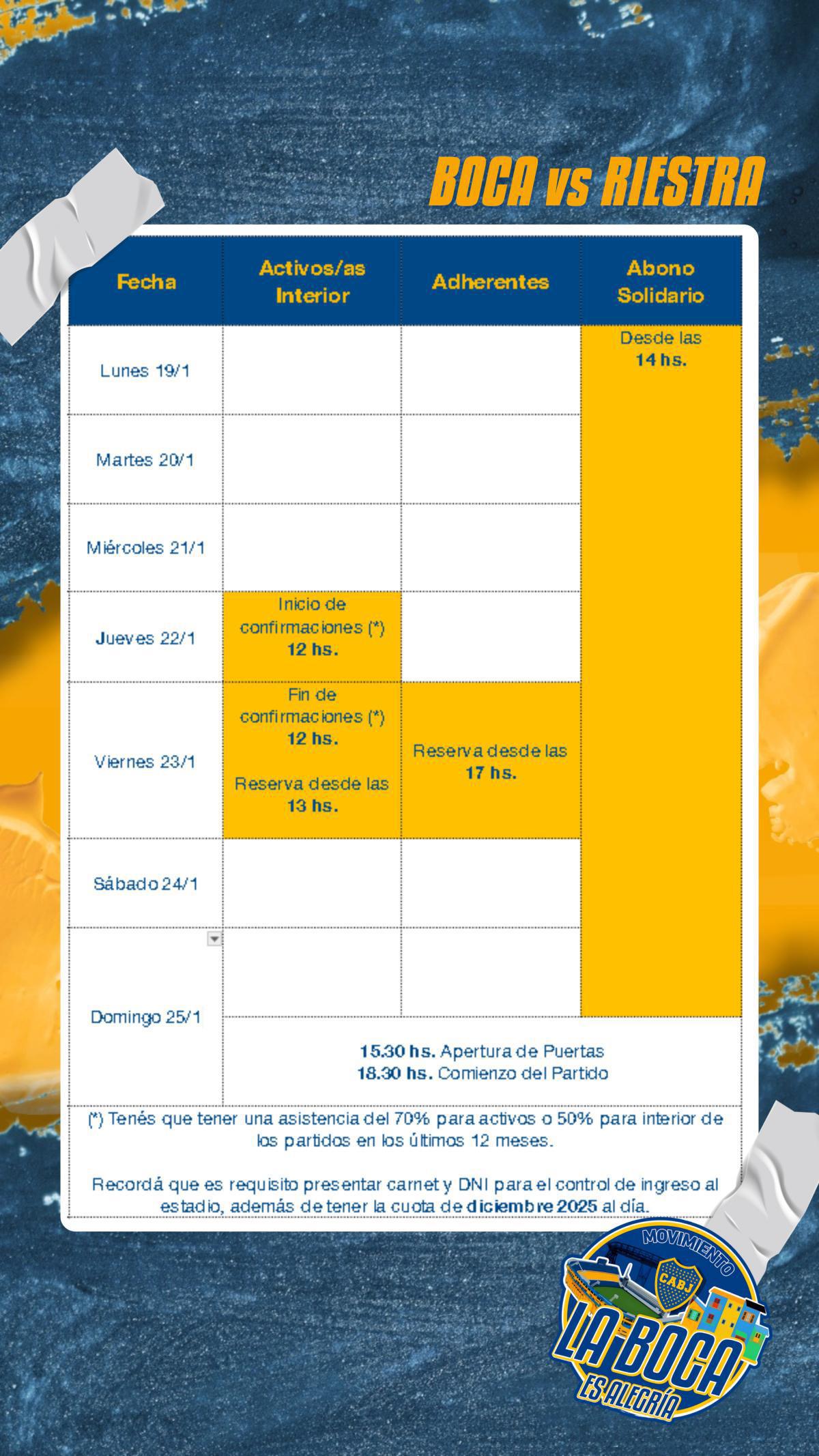 Info importante para el próximo partido.