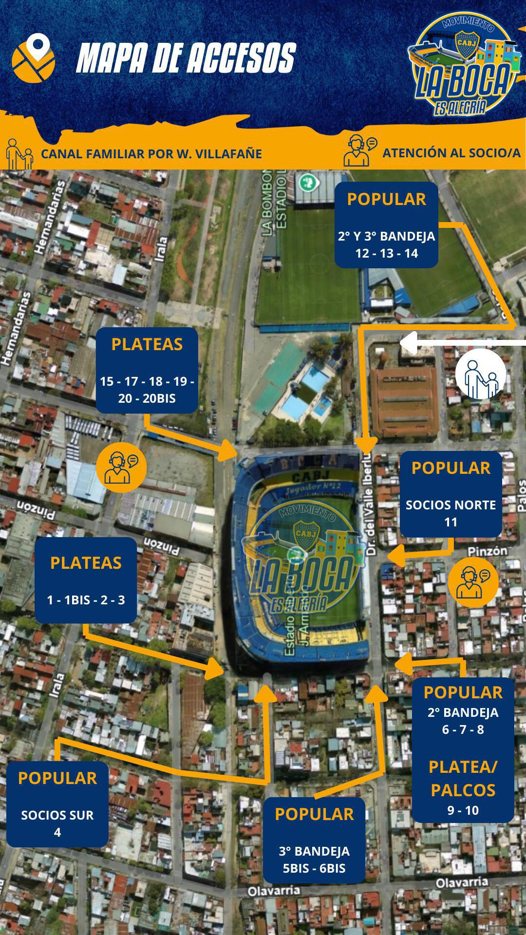 Mapa de Accesos para hoy...