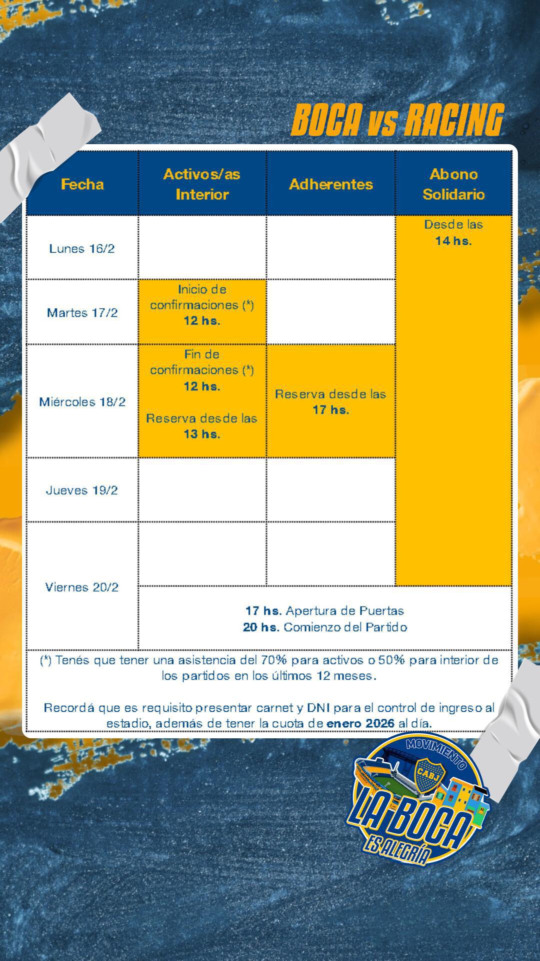 Info importante para el próximo partido.