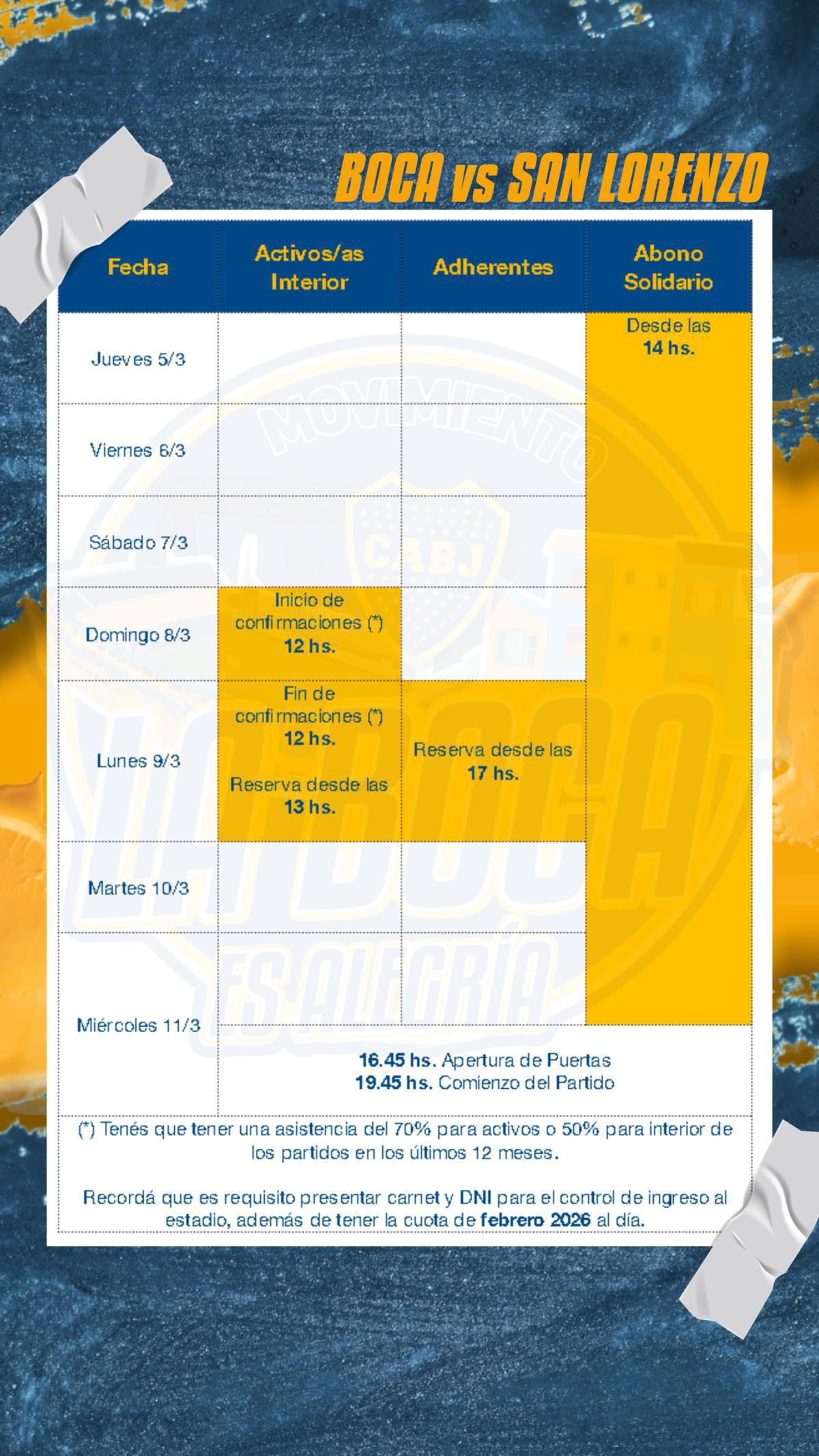 Info importante para el próximo partido