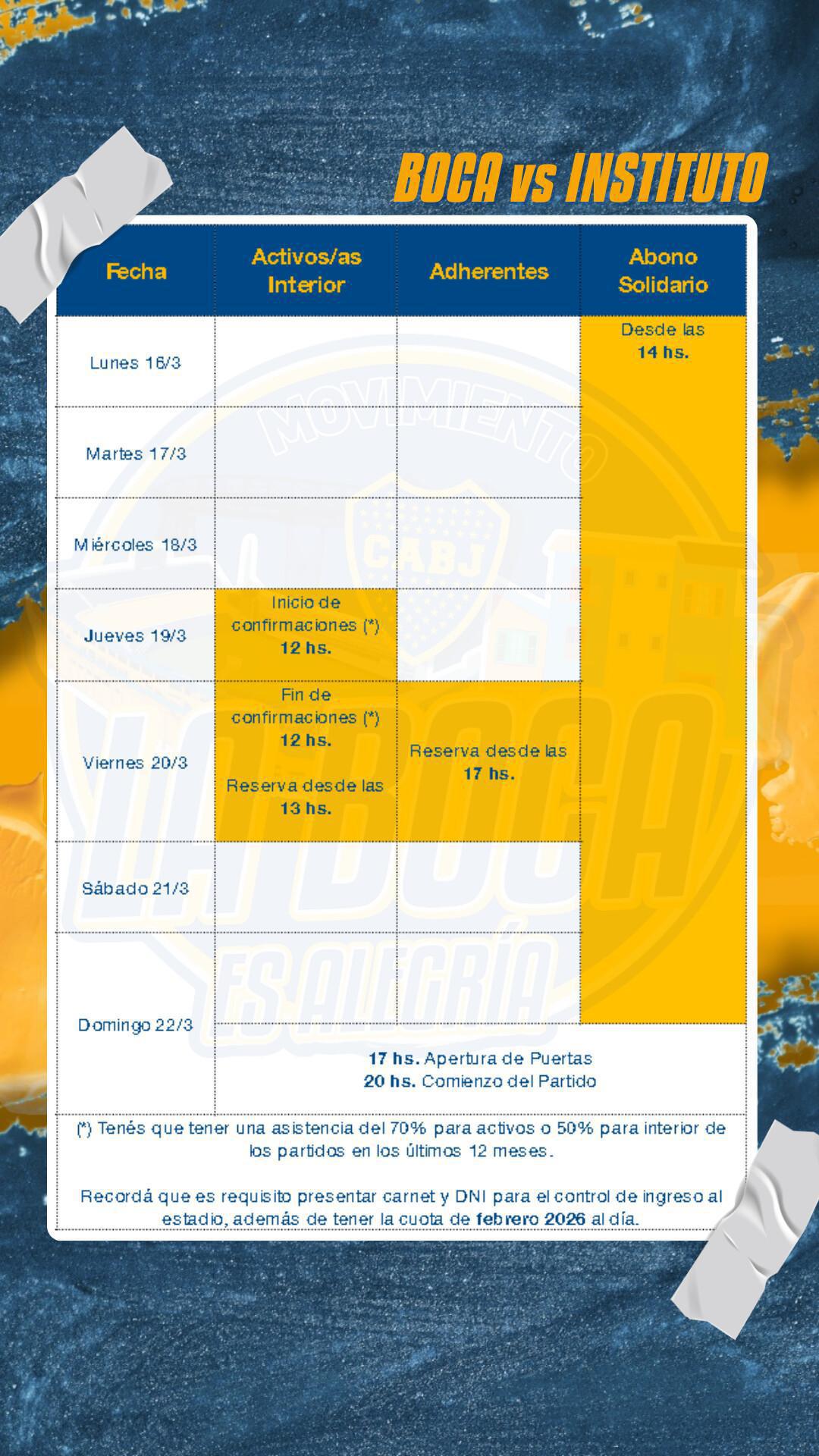 Info importante para el próximo partido