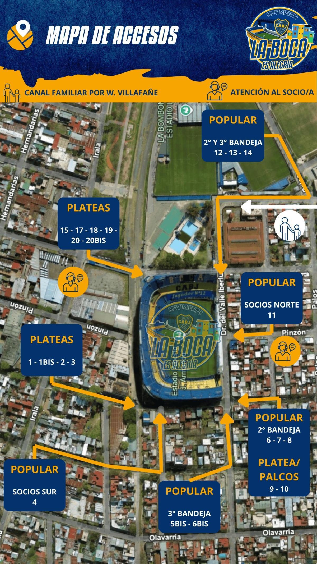 Mapa de Accesos para hoy...