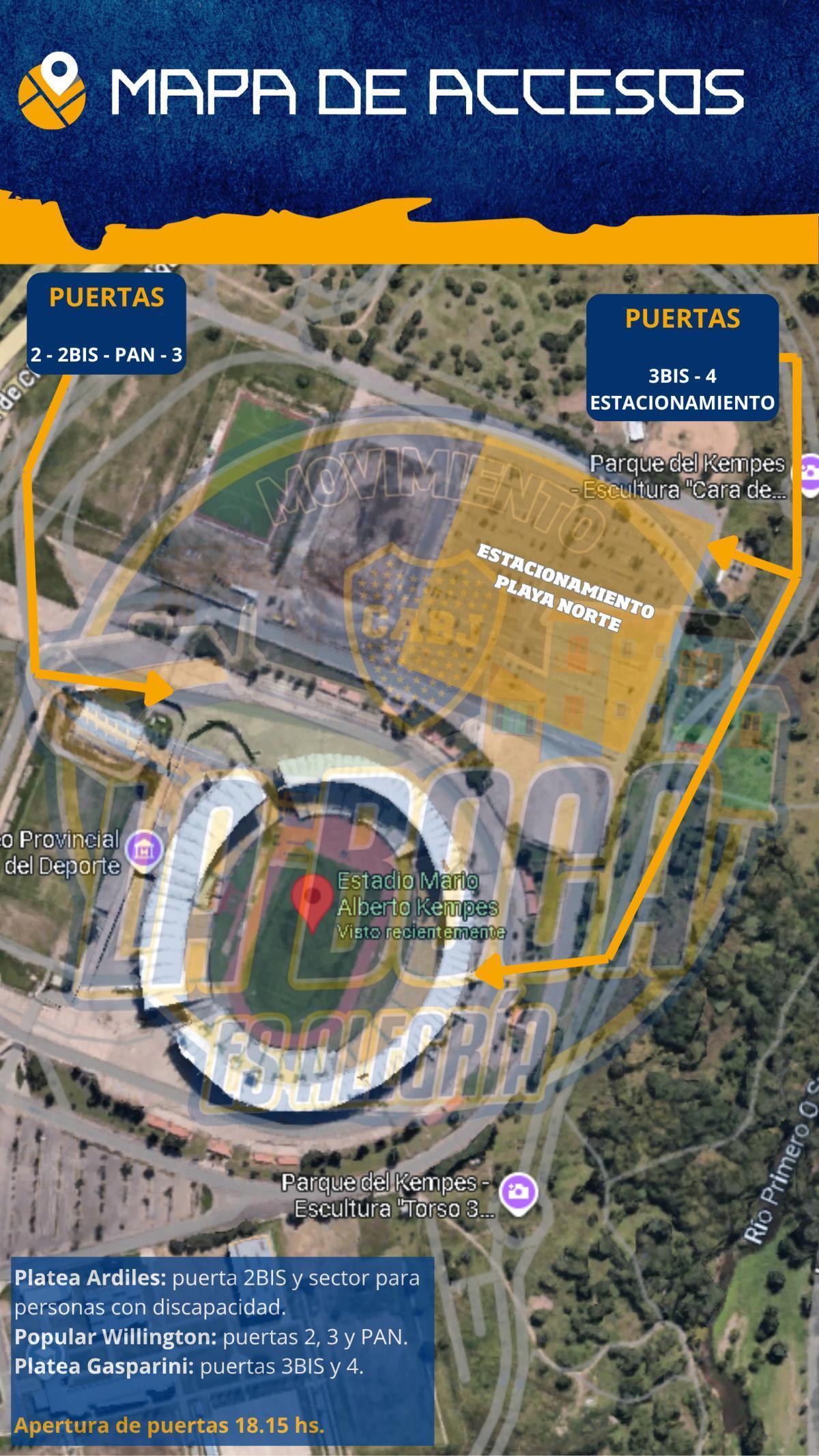Mapa de Accesos para hoy...