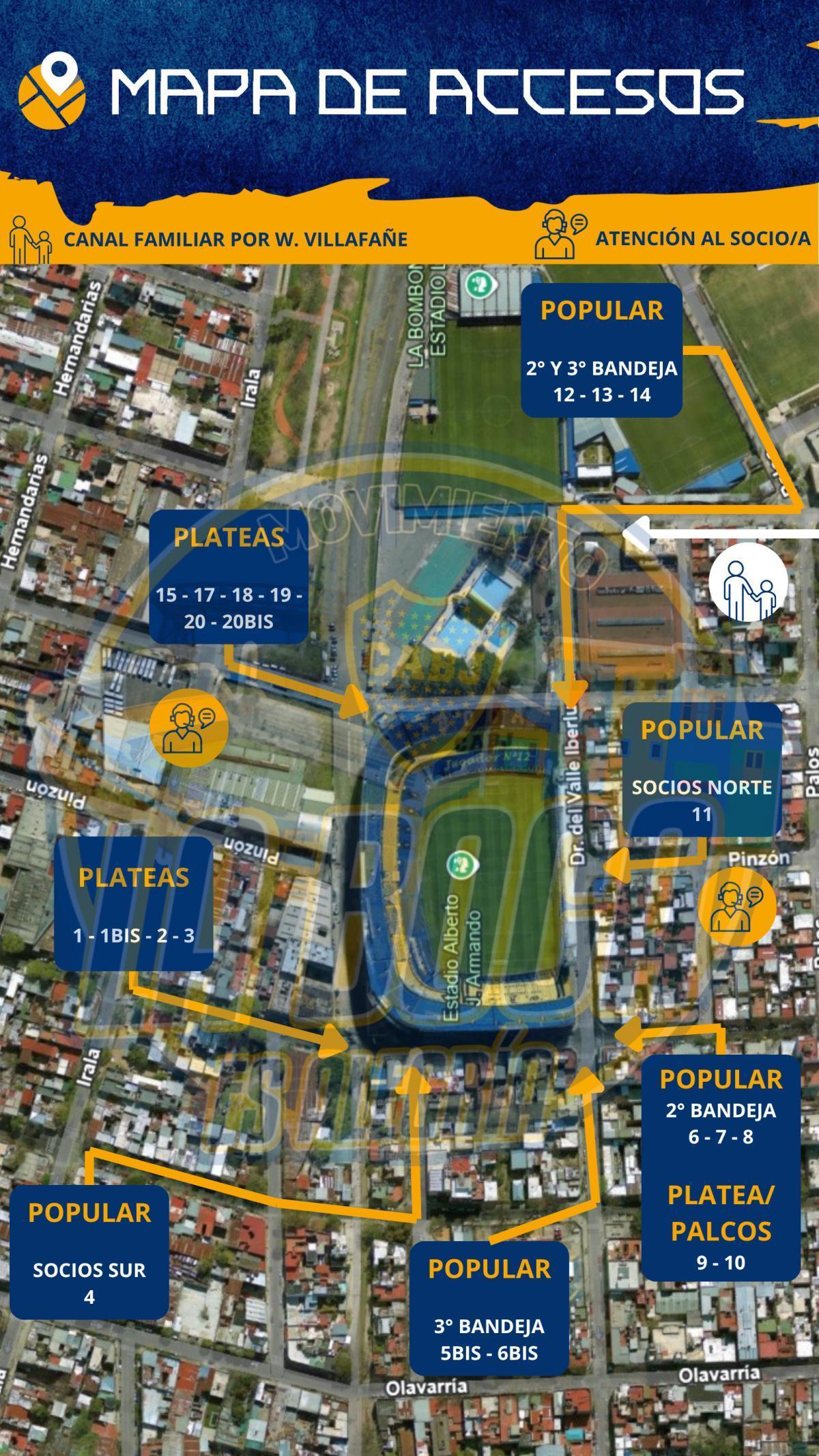 Mapa de Accesos para hoy...