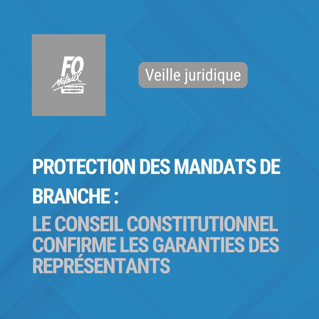 Protection des mandats de branche : le Conseil constitutionnel confirme les garanties des représentants Protection des mandats de branche : le Conseil constitutionnel confirme les garanties des représentants