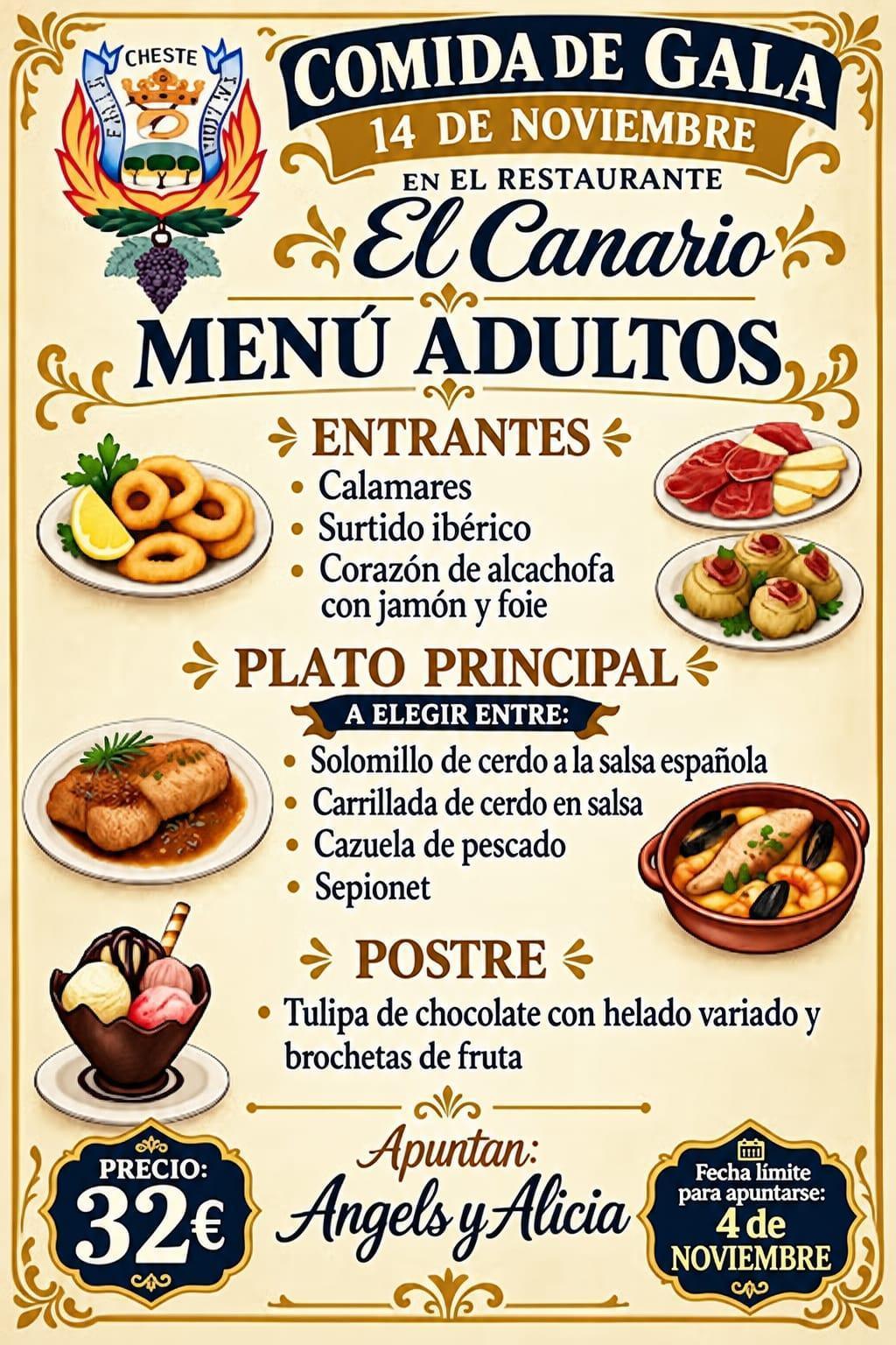 Menú Comida de Gala