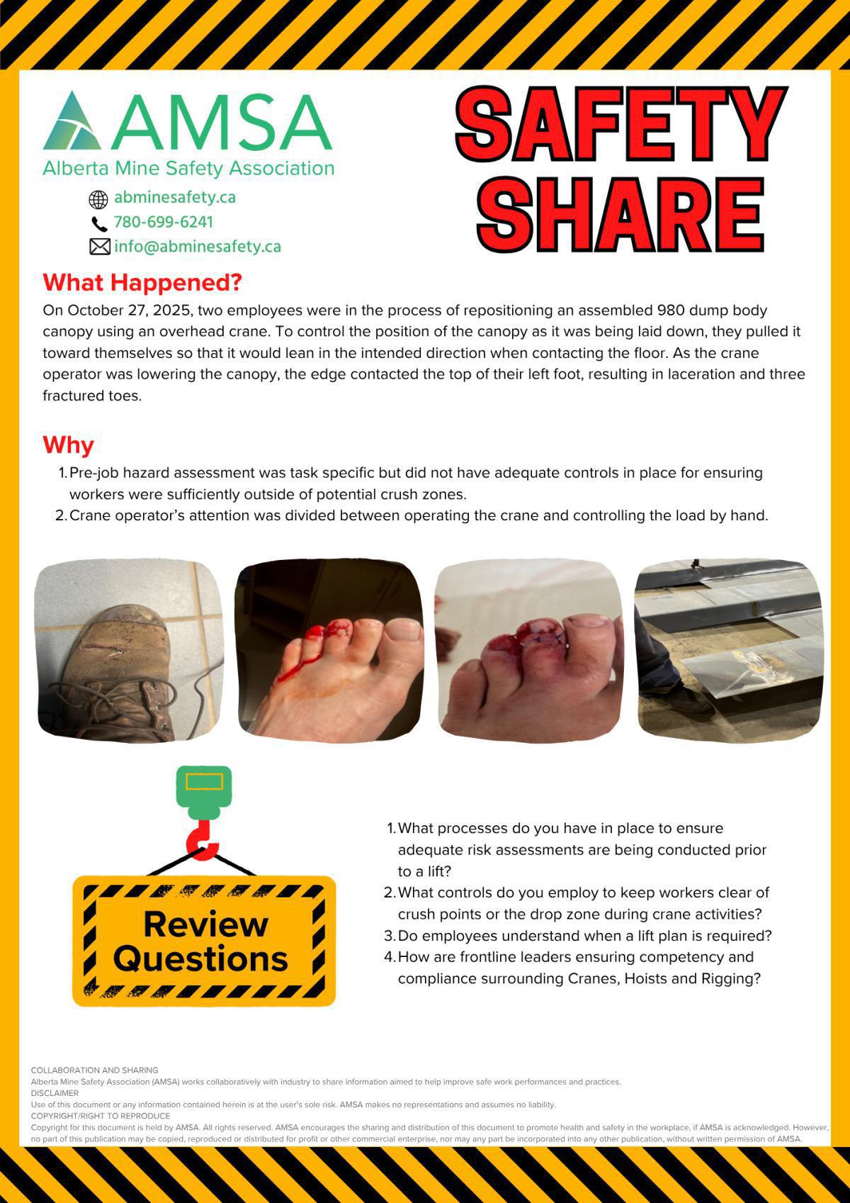 Dump Body Canopy Lift Causing Injury