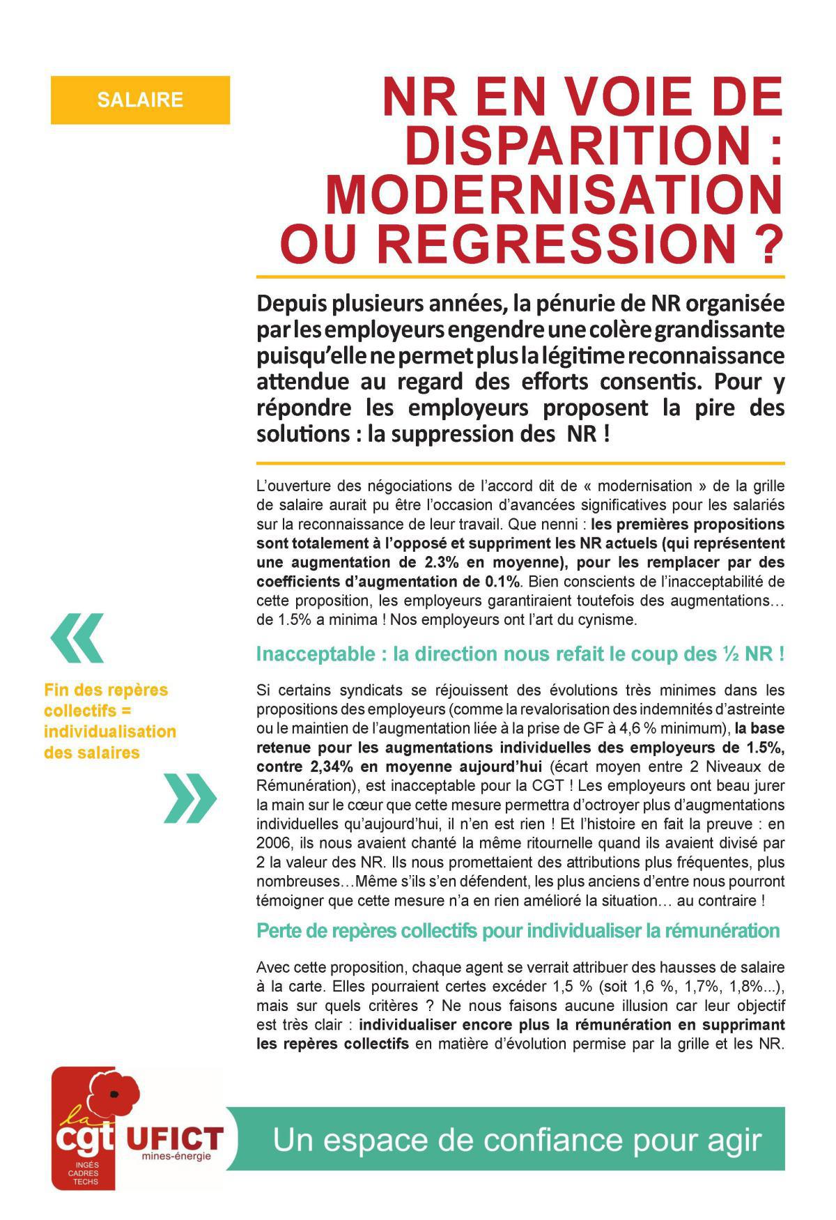 NR en voie de disparition: modernisation ou régression ?