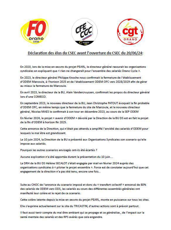 Vos élus quittent le CSE Central !