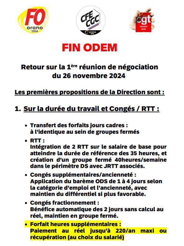Première réunion de négo fin ODEM