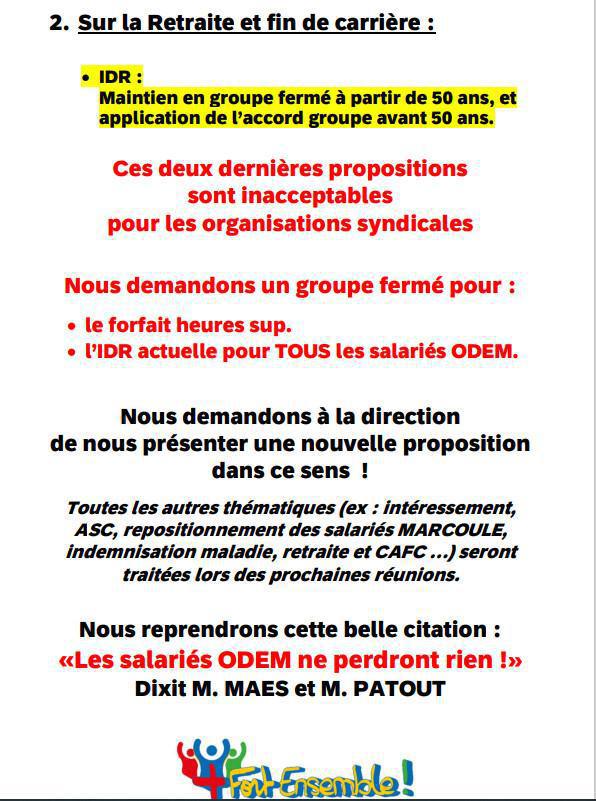 Première réunion de négo fin ODEM