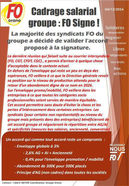 Cadrage salarial groupe : FO signe !