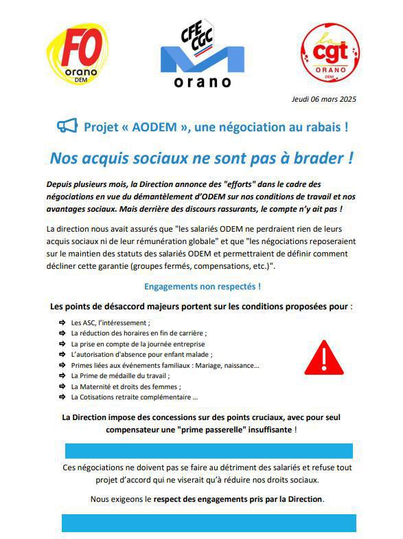 Projet "AODEM", une négociation au rabais !
