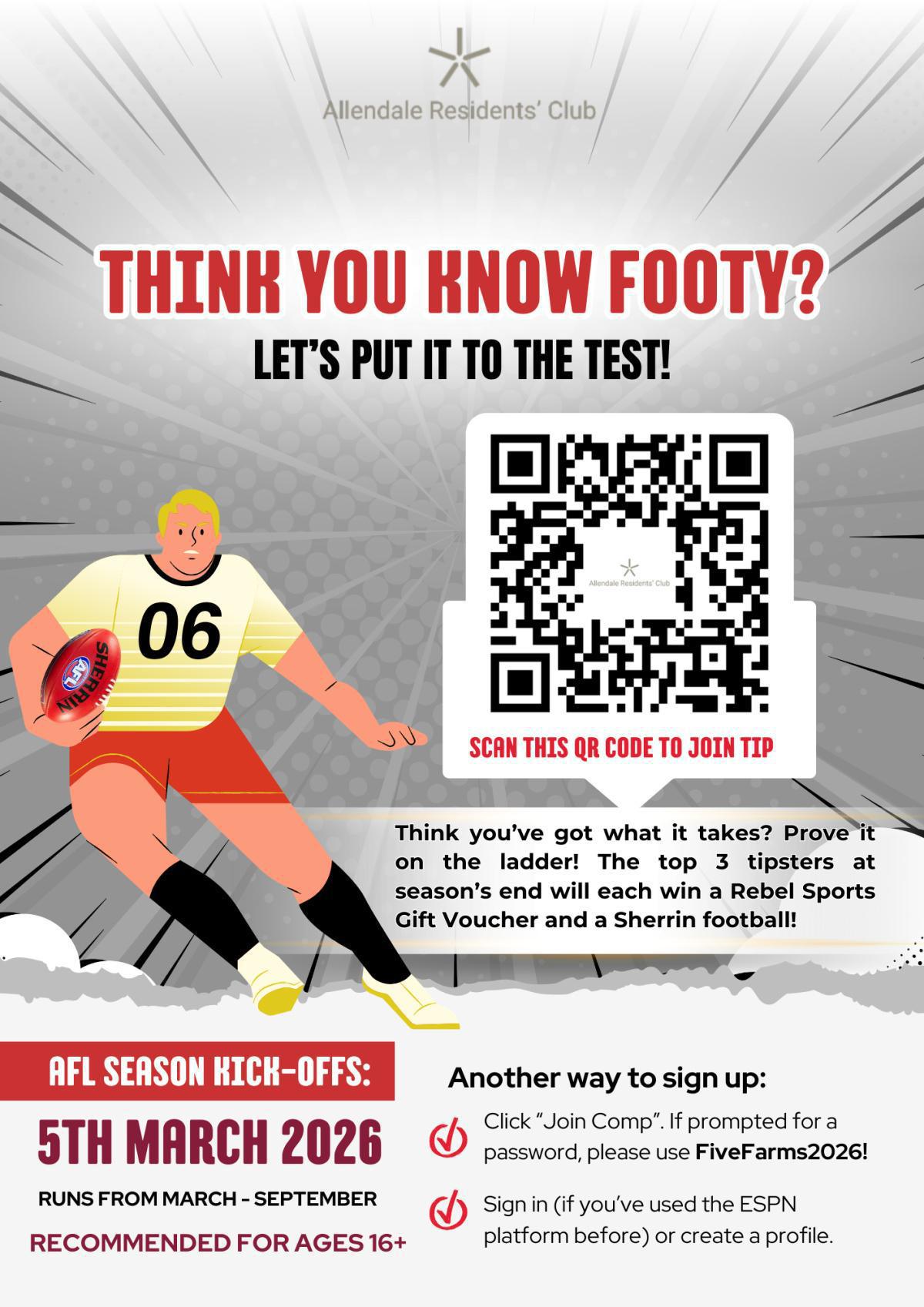 Footy Tipping Challenge at Allendale Residents' Club!