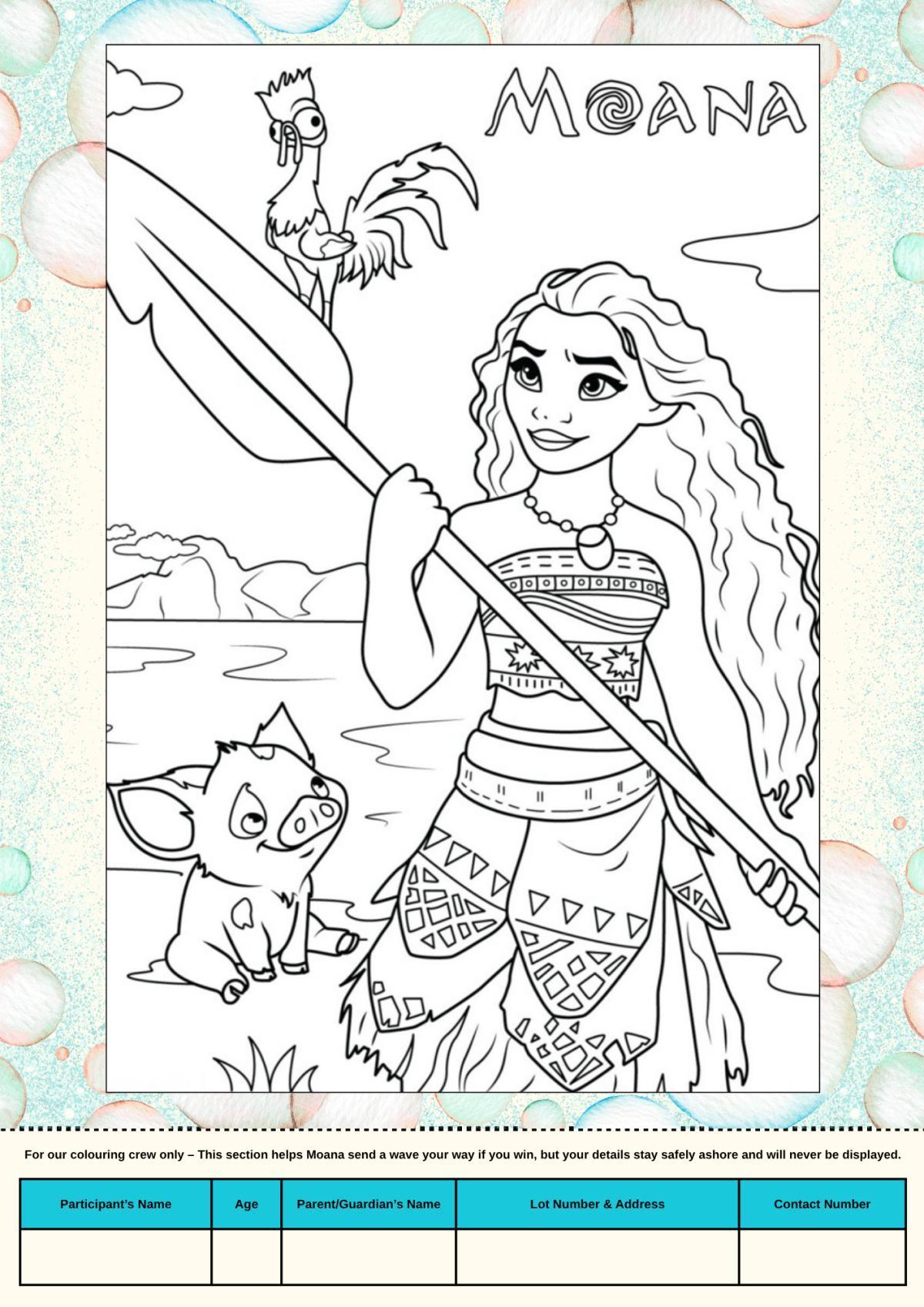 Moana Colouring-In Competition Moana Colouring-In Competition