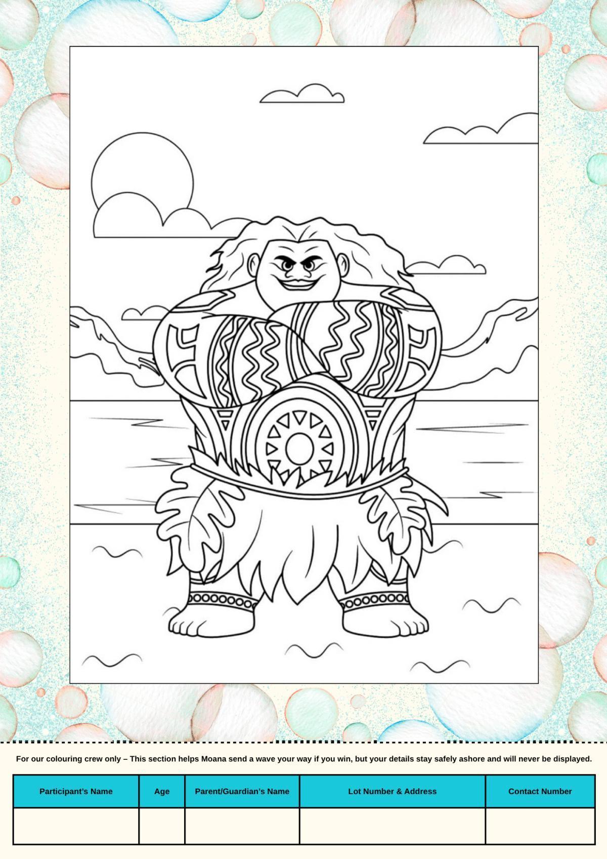 Moana Colouring-In Competition Moana Colouring-In Competition
