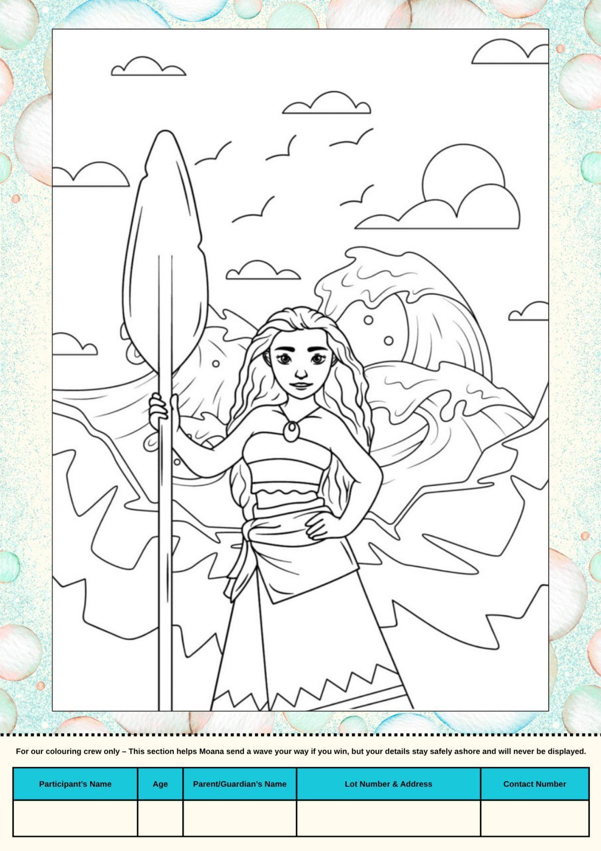 Moana Colouring-In Competition Moana Colouring-In Competition
