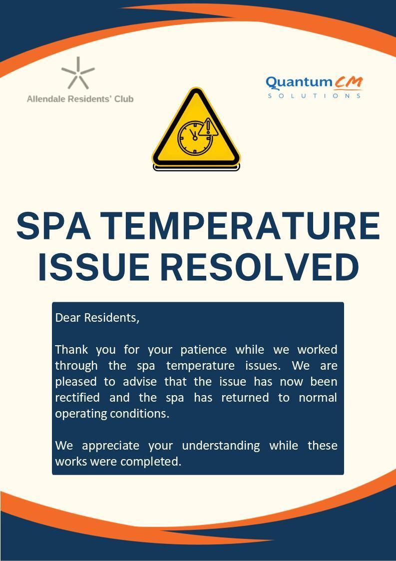 Spa Temperature Issue Resolved
