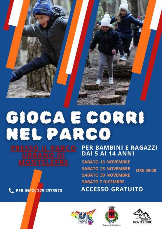 "Gioca e Corri nel Parco" per bambini e ragazzi dai 5 ai 14 anni (inizio ore 09:00)