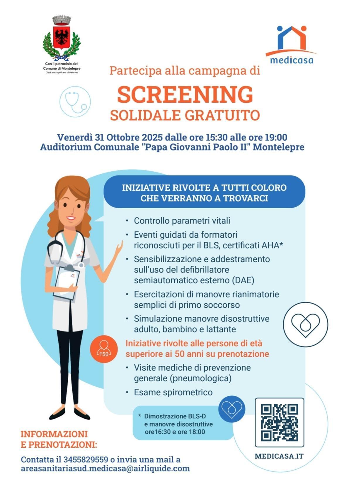 Screening Gratuito Solidale (dalle ore 15:30 alle ore 19:00)