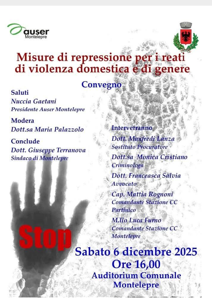 Convegno: Misure di repressione per i reati di violenza domestica e di genere (inizio ore 16.00)
