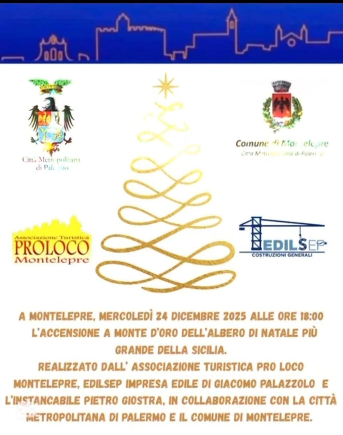 Accensione a Monte d'Oro dell'Albero di Natale più Grande della Sicilia (inizio ore 18.00)