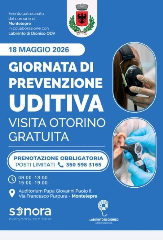 Giornata di Prevenzione Uditiva - Visita Otorino Gratuita (ore 9.00 - 13.00 / 15.00 - 19.00)