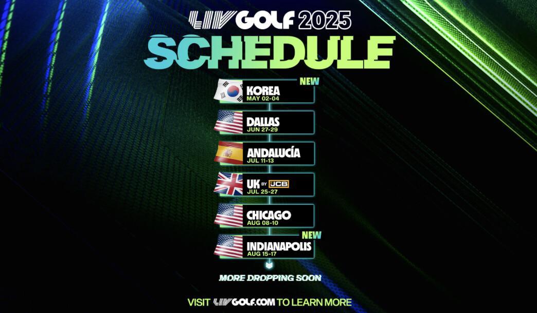 LIV Golf Adds Korea and Indianapolis to 2025 Schedule