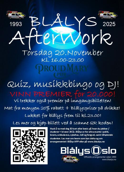 Blålys Afterwork Torsdag 20. November 2025 Blålys Afterwork Torsdag 20. November 2025