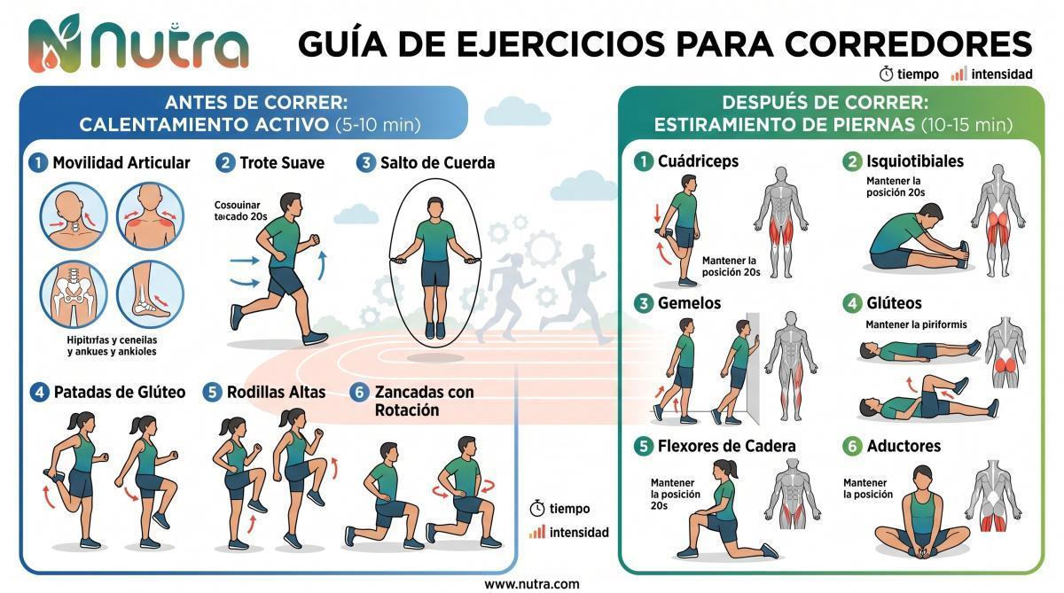 CALENTAMIENTOS Y ESTIRAMIENTOS (ANTES DE CORRER Y DESPUÉS)