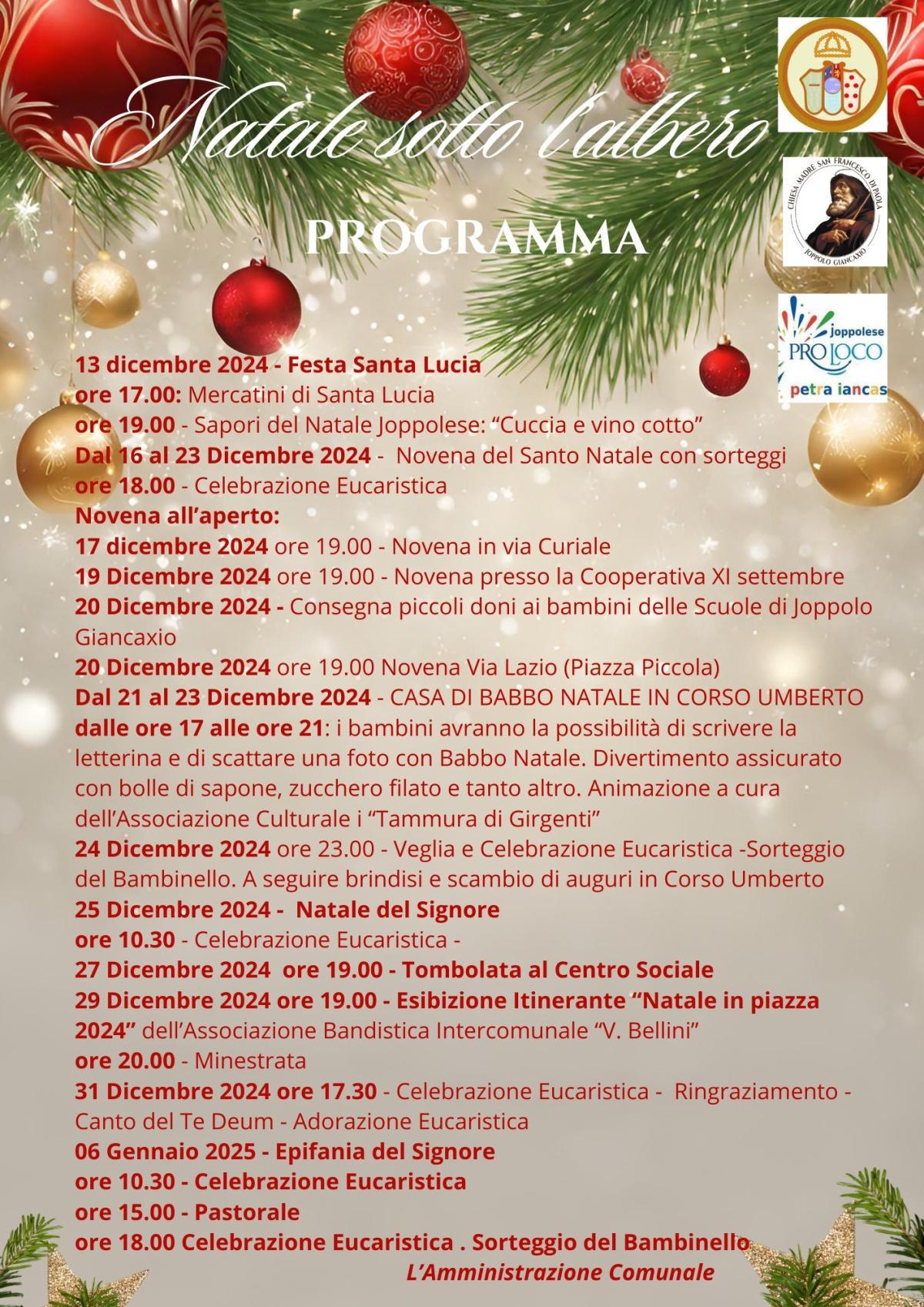 Esibizione Itinerante "Natale in piazza 2024" dell'Associazione Bandistica Intercomunale "V. Bellini" (inizio ore 19.00)