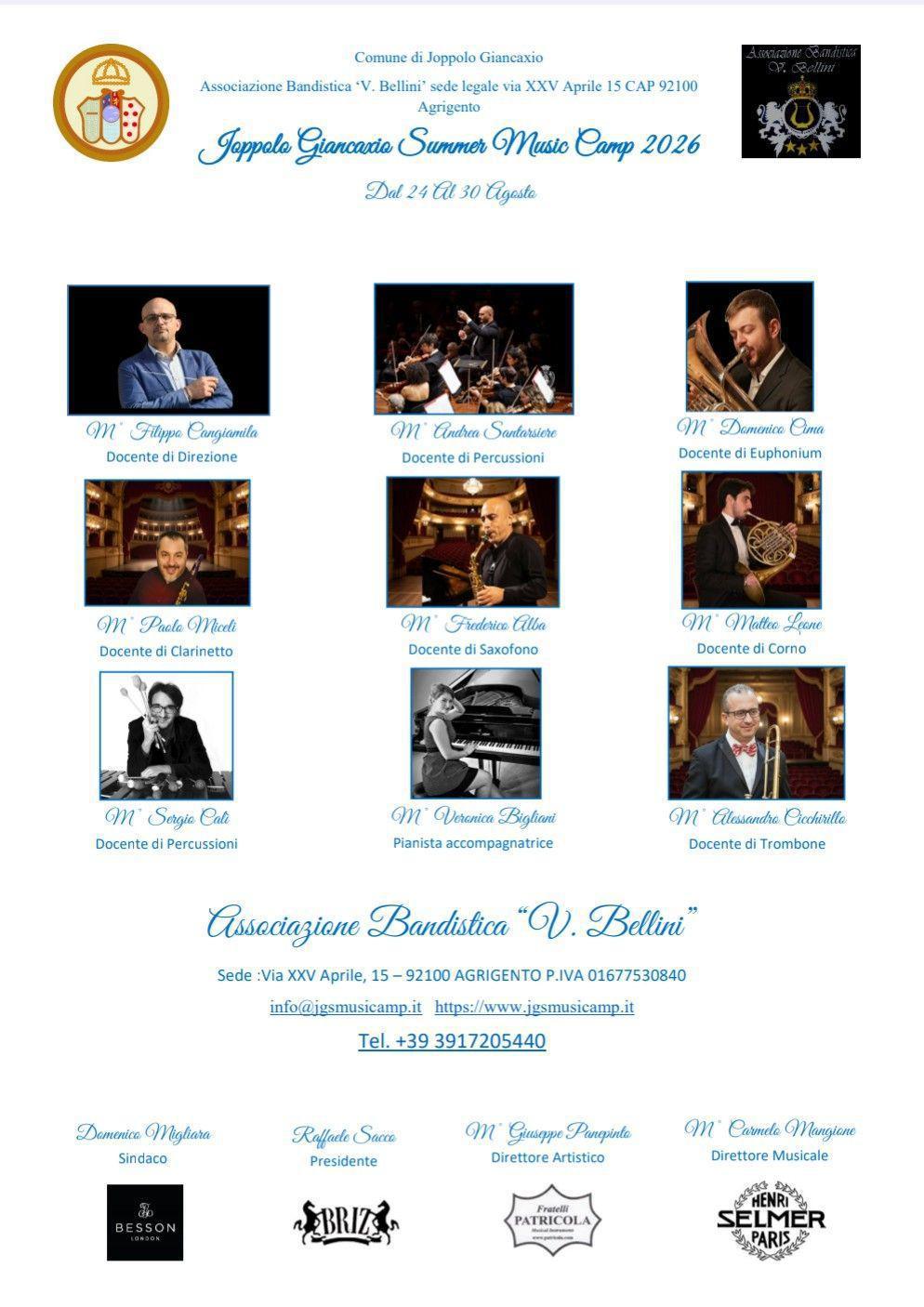 Joppolo Giancaxio Summer Music Camp 2026