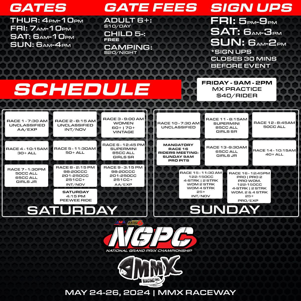 Race Day Schedule