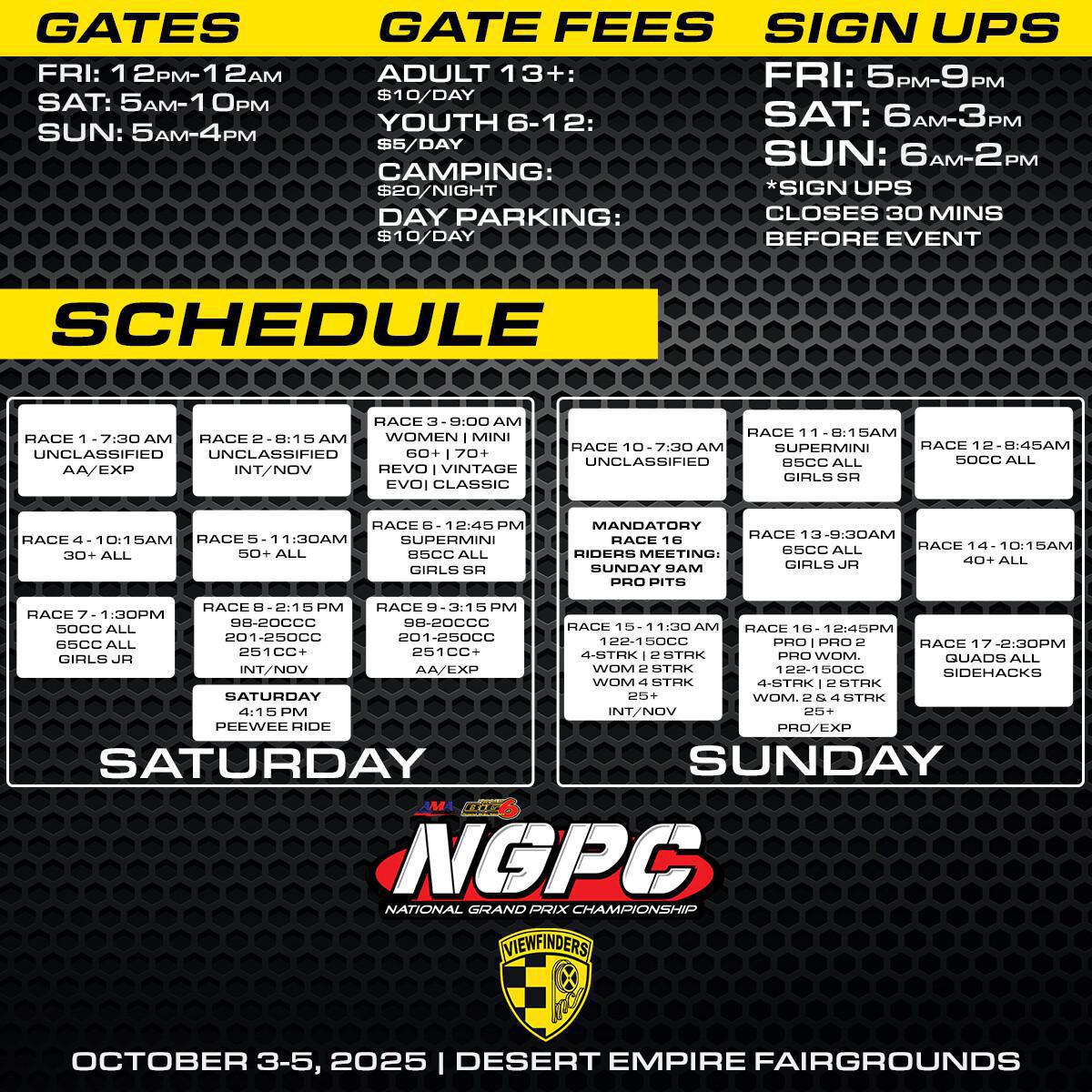 Race Day Schedule