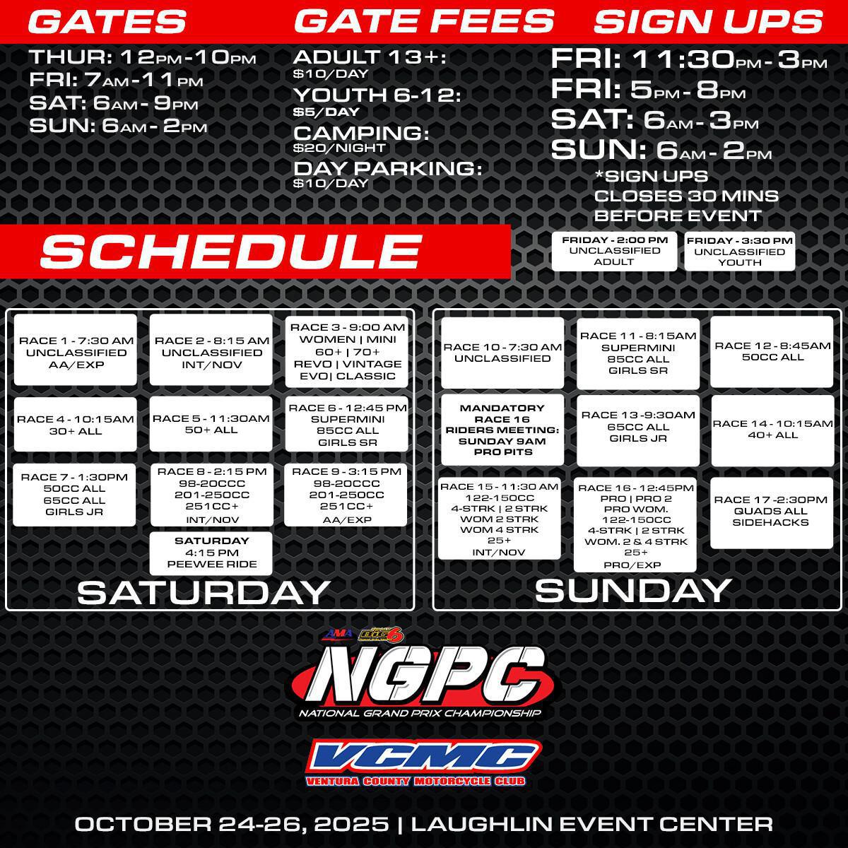 Race Day Schedule