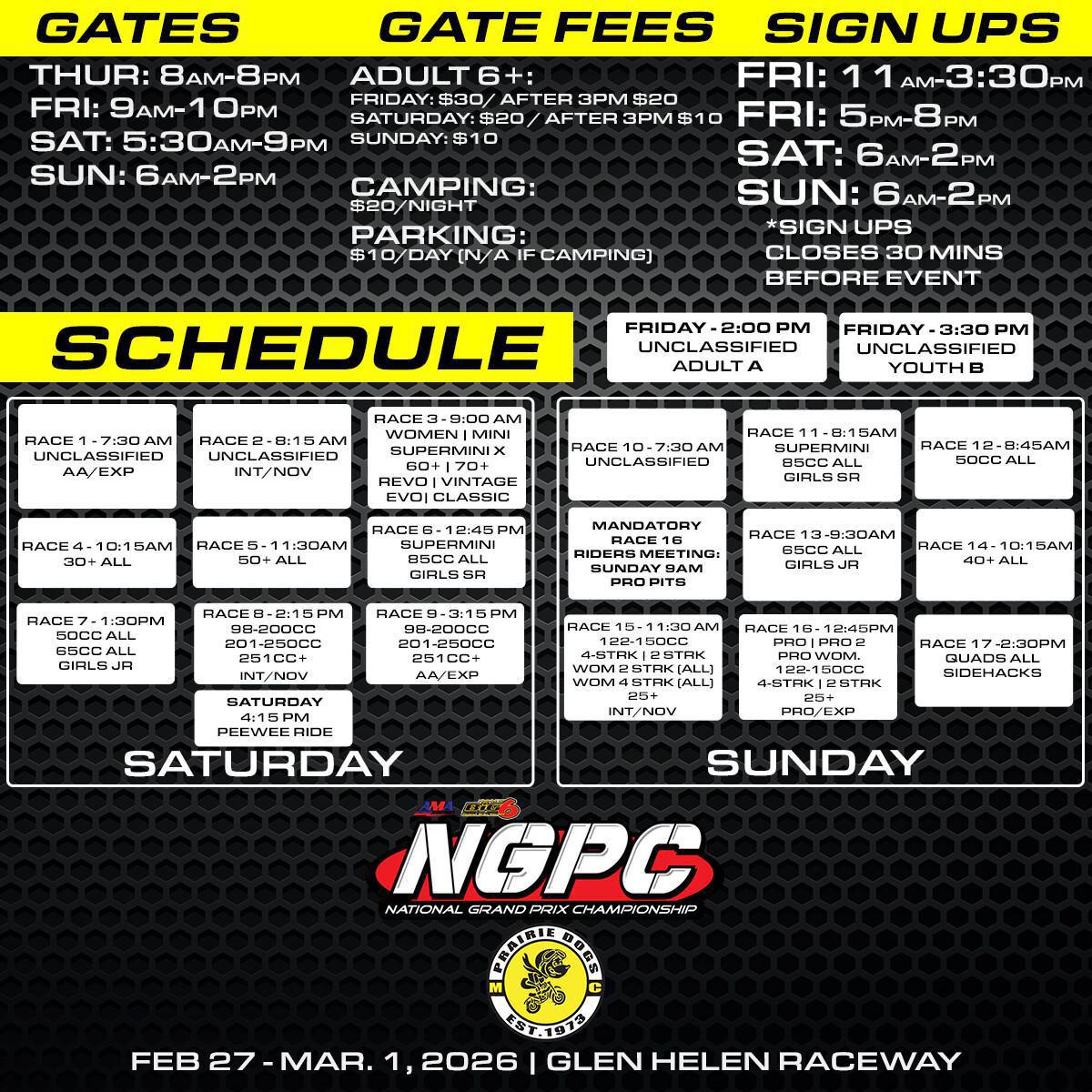Race Day Schedule