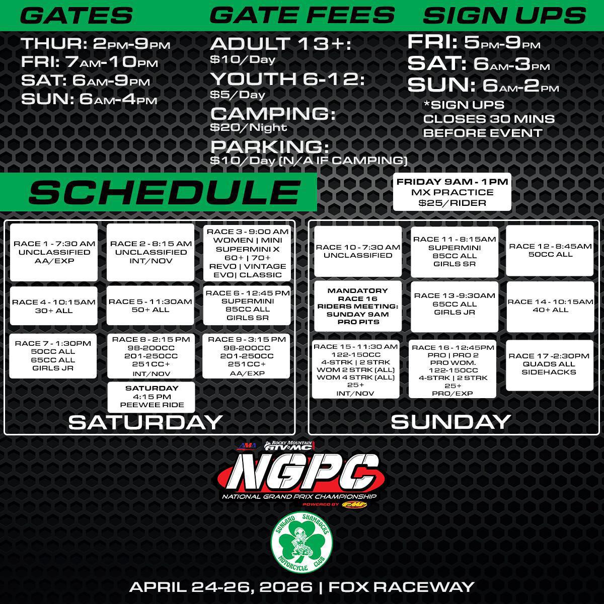 Race Day Schedule
