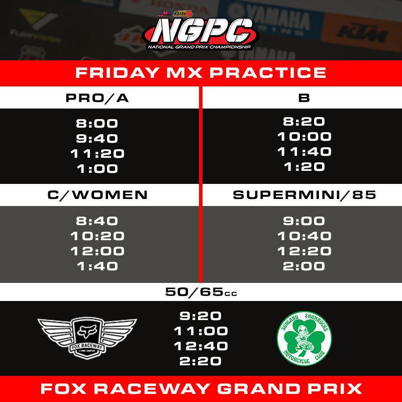 Race Day Schedule